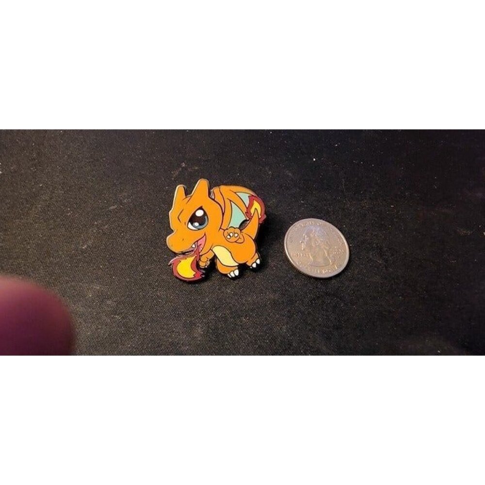 Cute Chibi Kawaii Charizard Hard Enamel Pin - Adorable Pokémon Collectible - Picture 4 of 5